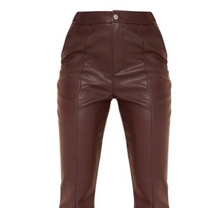 Chocolate faux leather pants